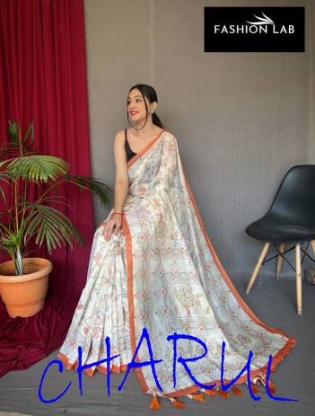 CHARUL BY FASHION LAB PURE MALAI COTTON SAREE WITH KATHA PRINTS MANUFACTURER IN SURAT